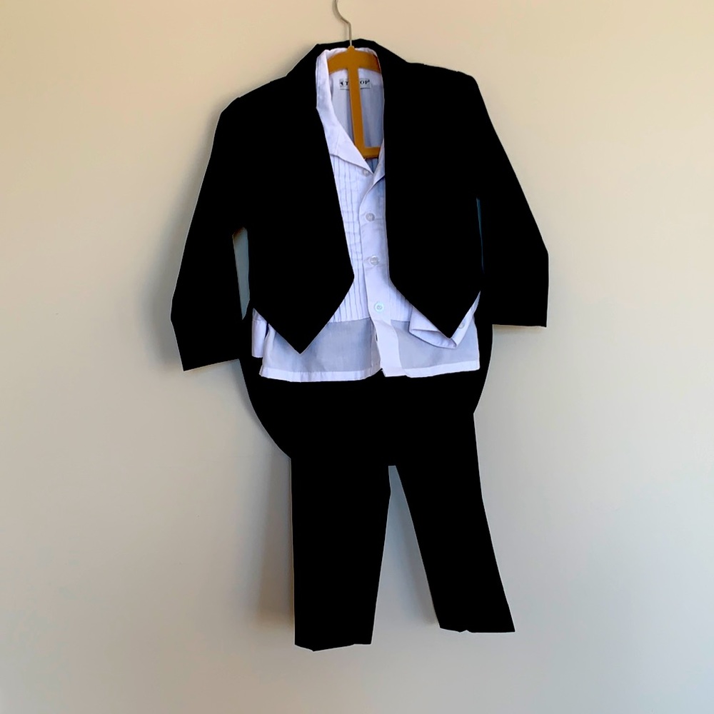 3T Black Tuxedo with shirt and stretchable pants